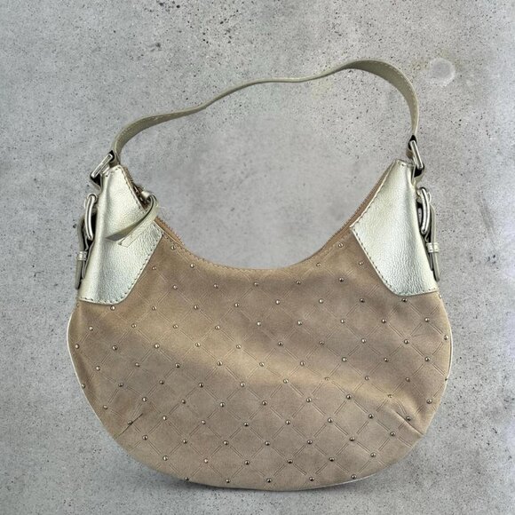 2000s suede studded shoulder bag - Picture 4 of 8